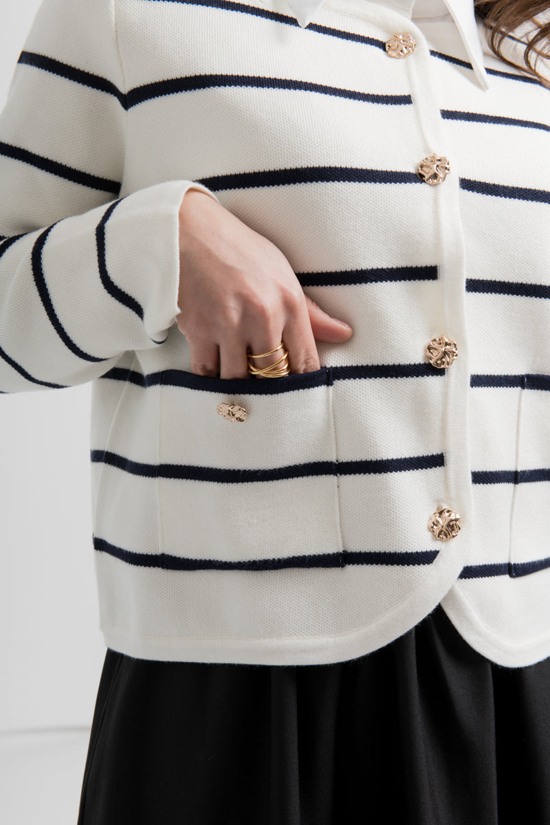 Gilet marinière blanc