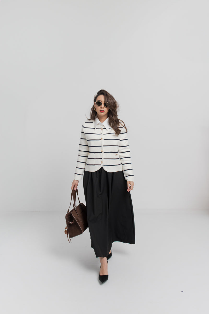 Gilet marinière blanc