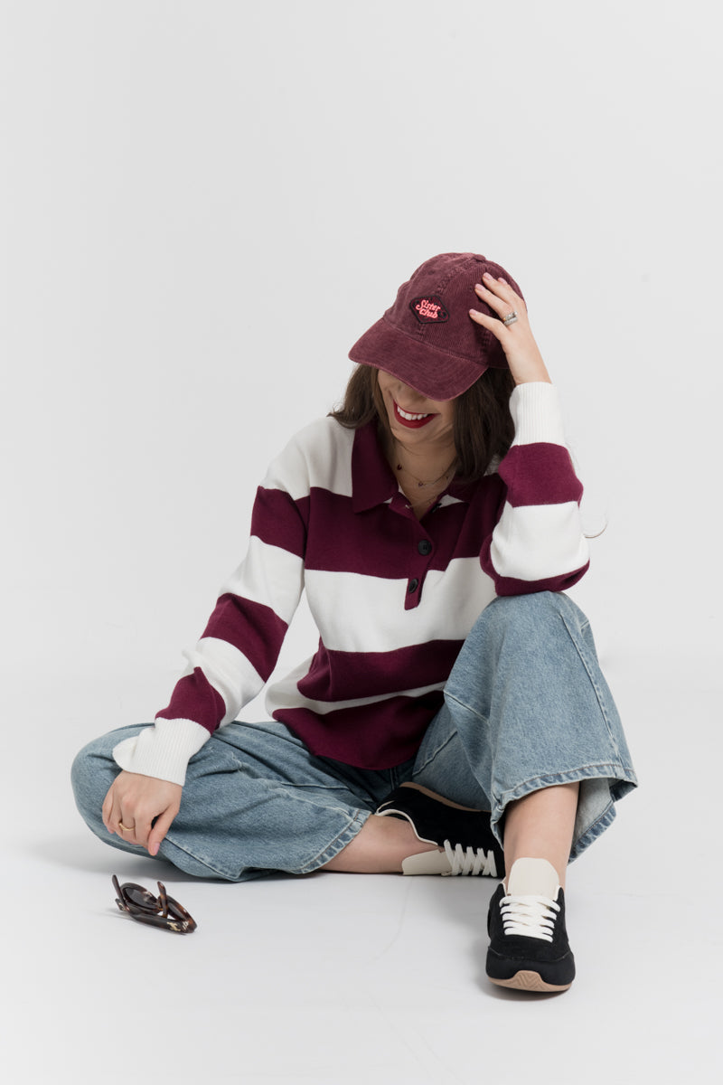 Pull polo bordeaux