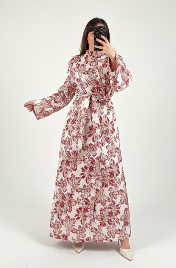 Kimono brocard bordeau