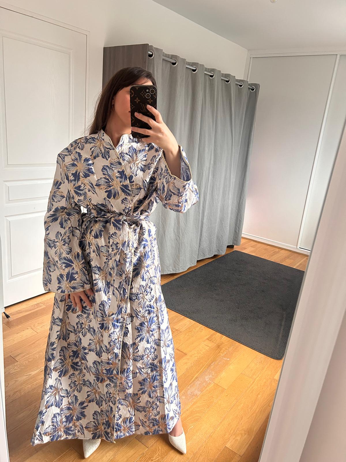 Kimono brocard bleu