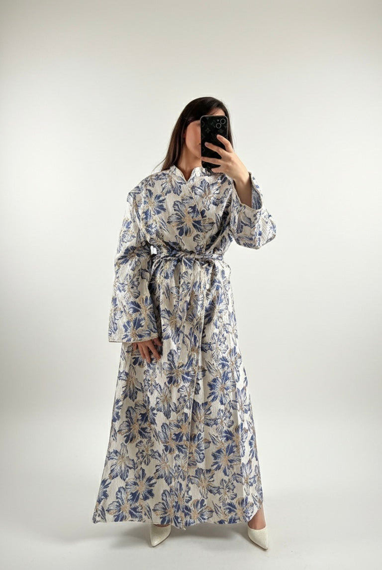 Kimono brocard bleu
