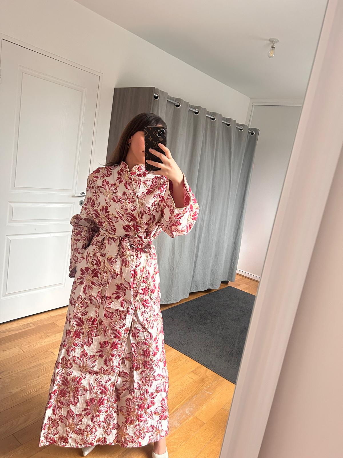 Kimono brocard bordeau